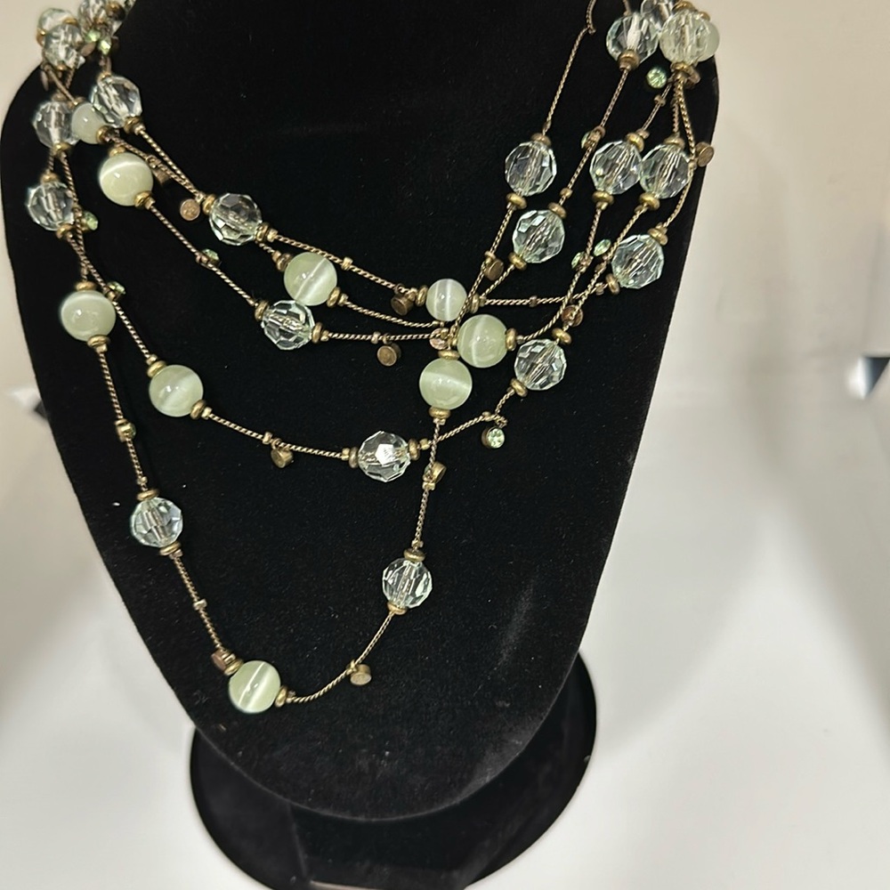 4 strand necklace blue and clear